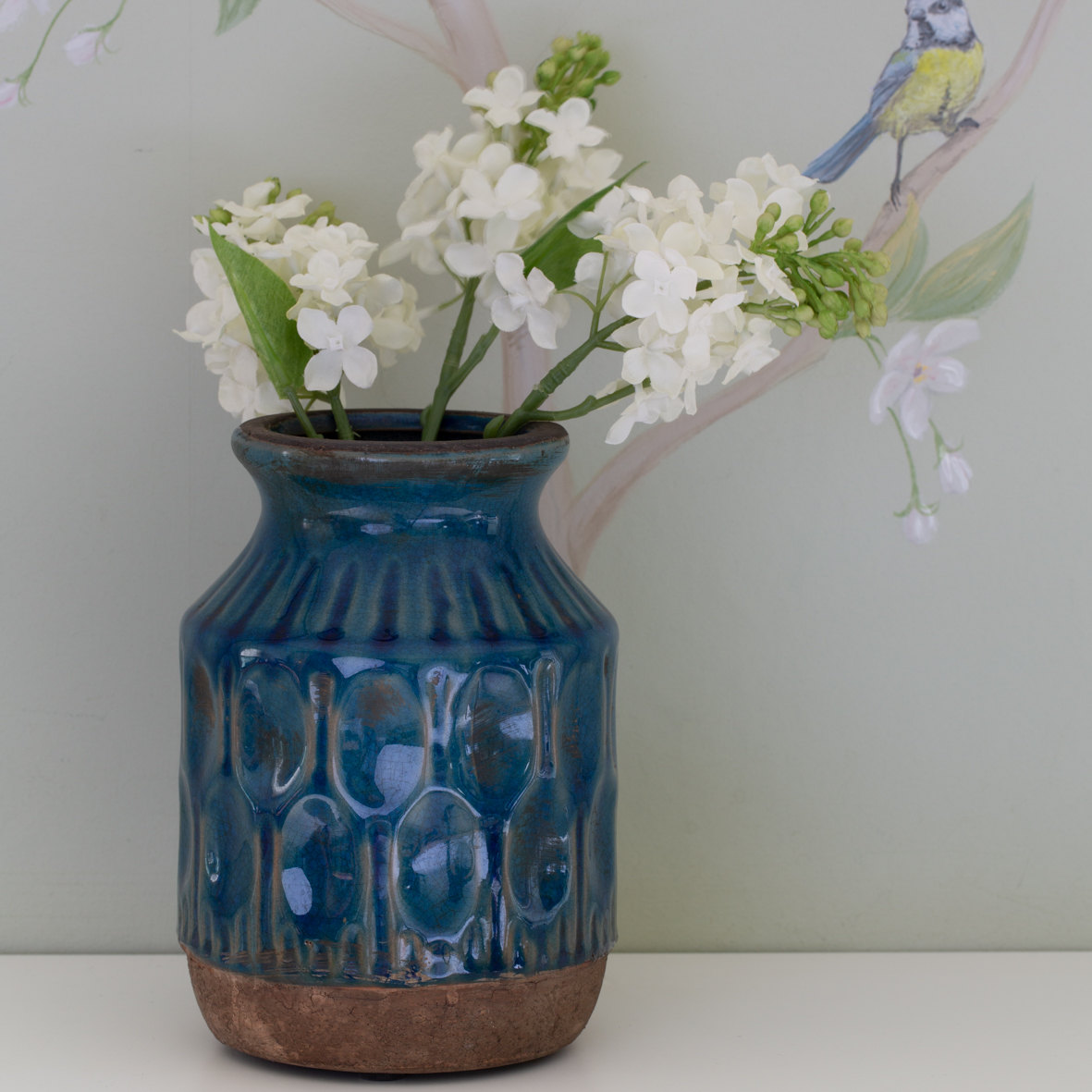 NEW! Small Peacock Blue Vase